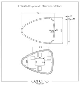 Cerano Riflettore, kúpeľňové LED zrkadlo 70x55 cm, CER-CER-429295