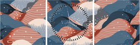 Obraz - Japonské vlny (s hodinami) (90x30 cm)