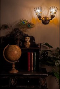 Nástenná Tiffany lampa 2 tienidlá žlté detaily Yello - 30*23*23 cm E14/max 2*25W
