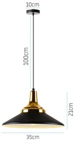 Toolight, závesné kovové stropné svietidlo 1xE27 APP292-1CP, čierna matná-zlatá, OSW-00863