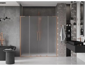 Mexen Velar L Duo, posuvné sprchové dvere do otvoru 200 cm, 8mm sklo námraza, medená matná, 871-200-003-32-65