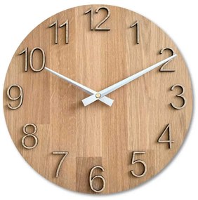 Elegantné nástenné hodiny z masívneho dubu I SENTOP MAS016-OSMO-3041-heads/silver