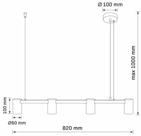 Luster na lanku MARIBEL 4xGU10/10W/230V čierna