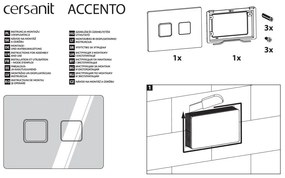 Cersanit Accento Square, pneumatické splachovacie tlačidlo, biele sklo, S97-054