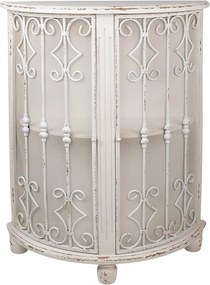 Krémová antik polguľatá drevená skrinka Kolun - 81*32*103 cm