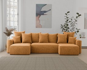 Rohová sedačka Denia U (horčicová). Akcia -20%. Vlastná spoľahlivá doprava až k Vám domov. 1133133