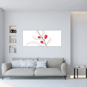 Obraz - Ružová florálna abstrakcia N⁰3 (120x50 cm)