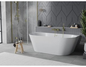 Mexen Oval Slim, voľne stojaca vaňa ku stene 170 x 80 cm, biela lesklá, zlatý matný prepad, 52661708000-55