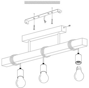 Eglo 33166 - Luster prisadený TOWNSHEND 3xE27/60W/230V