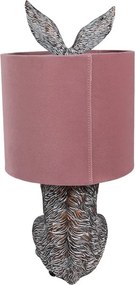 Šedá stolná lampa králik s ružovým tienidlom Rabbi - Ø 20*43 cm