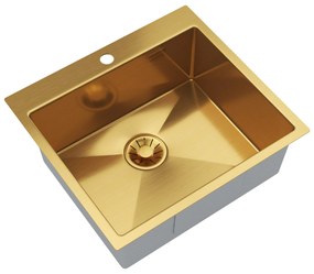Gamma Gamma, 1-komorový nerezový drez 550x500x210 mm, brúsené zlato, GMA-S5550-GD