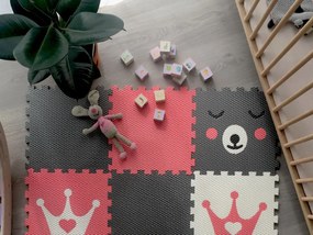 Penová puzzle podlaha do detskej izby 9 dielov RUŽOVÁ KORUNKA