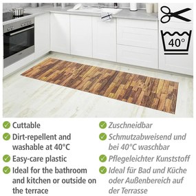 Hnedá plastová kúpeľňová predložka 65x200 cm Lambris – Wenko