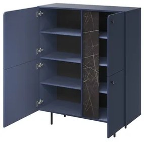 Tmavomodrá komoda LIV s policami