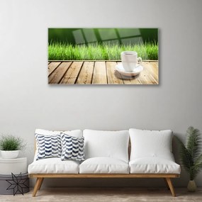 Skleneny obraz Tráva hrnček príroda 125x50 cm