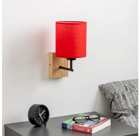Brilagi - Nástenná lampa NUBILA WOOD 1xE27/25W/230V dub/červená