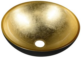 Sapho Sapho, MURANO BLACK-GOLD sklenené umývadlo 40x14cm, zlata/čierna, AL5318-77