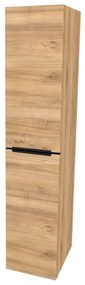 Mereo, Mereo Mailo, kúpeľňová skrinka vysoká 170 cm, čierne madlo, Multidecor, Orech Pacifik prírodný, MER-CN594LPBOPP2