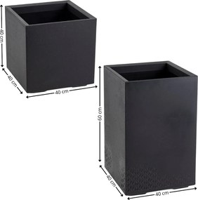 Sada 2 ks květináčů BETONIQUE 40x40/60x40 cm beton černá