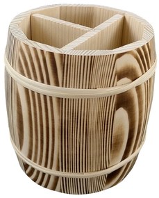 AMADEA Drevený stojan na príbory - Príborník súdok, masívne drevo, 16 cm