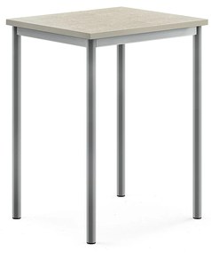 Stôl SONITUS, 700x600x900 mm, linoleum - svetlošedá, strieborná