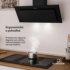 Klarstein Athena šikmý digestor | režim odsávania vzduchu a recirkulácie | 404 m³/h | 56 W | 90 cm