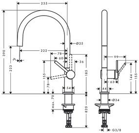 Hansgrohe M54, drezová batéria Talis, vzhľad nerezový 72804800