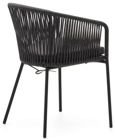 Čierna kovová/polstrovaná záhradná stolička Yanet – Kave Home