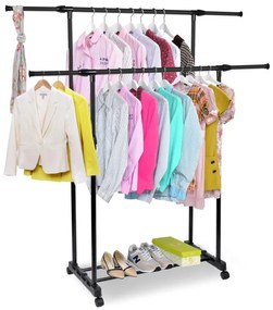 Vešiakový stojan na kolieskach DARA čierny