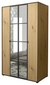 Šatníková skriňa 120 cm Oklahoma 1 (dub artisan + čierna). Akcia -21%. Vlastná spoľahlivá doprava až k Vám domov. 1043166