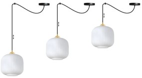 Závesné svietidlo Riffle Spider 2, 1x biele sklenené tienidlo, b/g