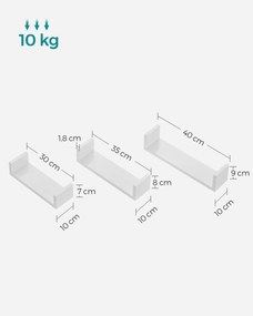 Dekorstudio Set 3ks bielych nástenných políc - LWS40WT