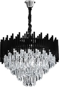 Toolight Toolight, krištáľové závesné svietidlo 50cm, 7xE14, G063-CP, čierna, OSW-08690