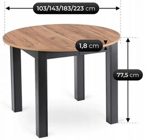 Rozkladací stôl RAMON 103–223 cm Dub Craft / Čierna