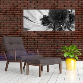 Obraz - Kvetina v čiernobielej (120x50 cm)