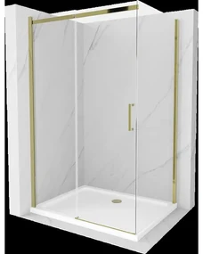 Mexen Omega sprchová kabína, posuvné dvere 100 x 80 cm, transparentnéné, zlatá + závesný bidet Flat - 825-100-080-50-00-4010