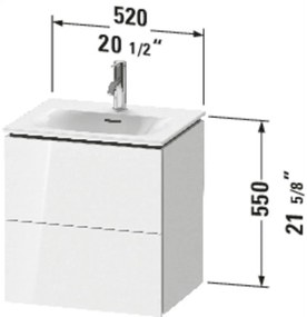 DURAVIT L-Cube závesná skrinka pod umývadlo, 2 zásuvky, 520 x 421 x 550 mm, biela vysoký lesk, LC630402222