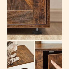 Mačací strom, nábytok pre mačky, s hojdacou sieťou, rustikálny hnedý