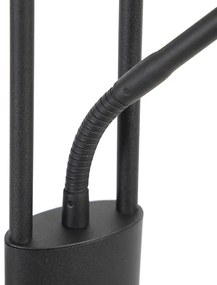 Moderná stojaca lampa čierna vrátane LED s ramenom na čítanie - Divine