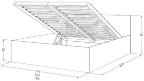 Manželská posteľ s úložným priestorom Buster - sivá Rozmer: 160x200