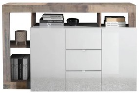 Komoda LENOR bela/rjava