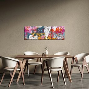 Obraz - Srdce na abstraktnom pozadí (s hodinami) (90x30 cm)