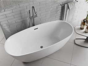 Mexen Luvo Slim, voľne stojaca vaňa 170 × 75 cm, biela lesklá, grafitový prepad, 52801707500-95