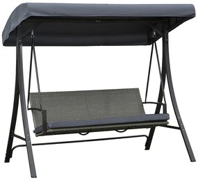 Záhradná hojdačka technoratan sivá s vankúšmi