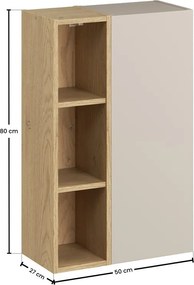 Závěsná koupelnová skříňka UNI 50 cm kašmírová/dub cremona