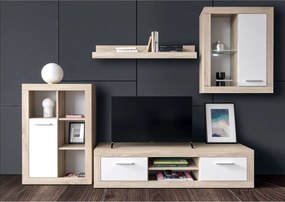 Sconto Obývacia stena SHARK MINI dub sonoma/biela