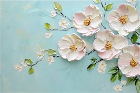 Obraz - Kvietky na modrom pozadí (90x60 cm)