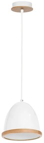 Závesné svietidlo Studio, 1x drevené/biele kovové tienidlo, (fi 21cm), w/br