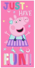 Dievčenská bavlnená plážová osuška Prasiatko Peppa - motív Just have fun - 100% bavlna, froté s gramážou 300 g/m² - 70 x 140 cm