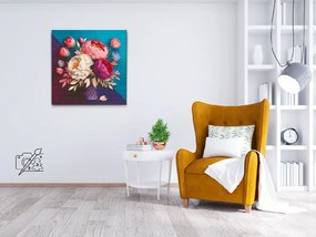 Gario Diamantové maľovanie Kytica pivoniek Rozmery: 50 x 50 cm, Rámovanie: S vnútorným rámom, Diamanty: Štvorcové